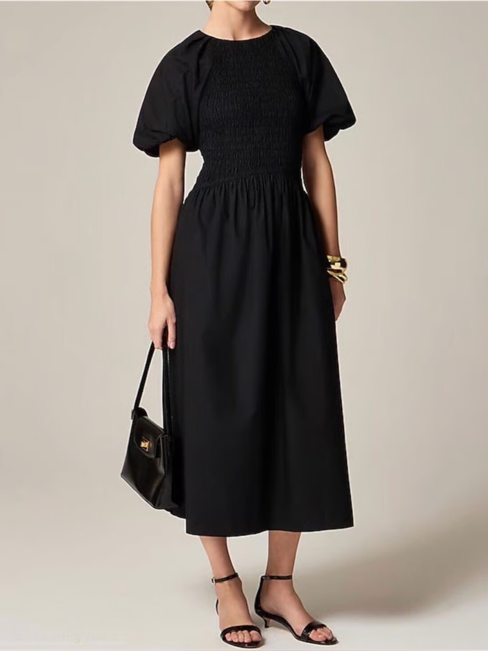 NWT J.Crew Meadow Dress Black In Cotton Poplin Size Small Tall